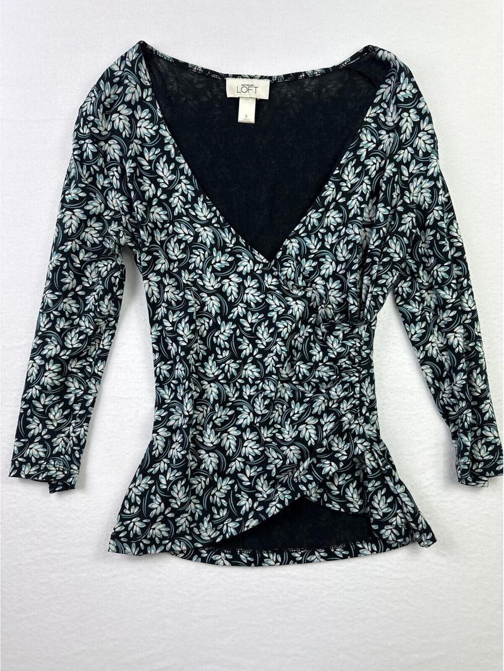 Ann Taylor LOFT Women's Floral Print Long Sleeve Wrap Top Size S